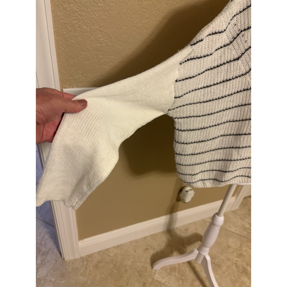 Rip Curl Long Sleeve Lightweight Dark Gray Striped Sweater, Oversized Crop, M - Picture 5 of 9